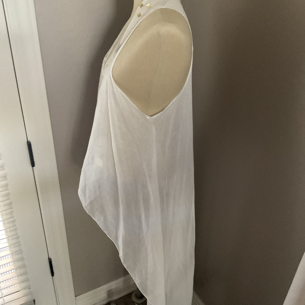 swim cover up white sheer cotton maxi from Turkey with Gold Accents Sz M - Picture 9 of 16